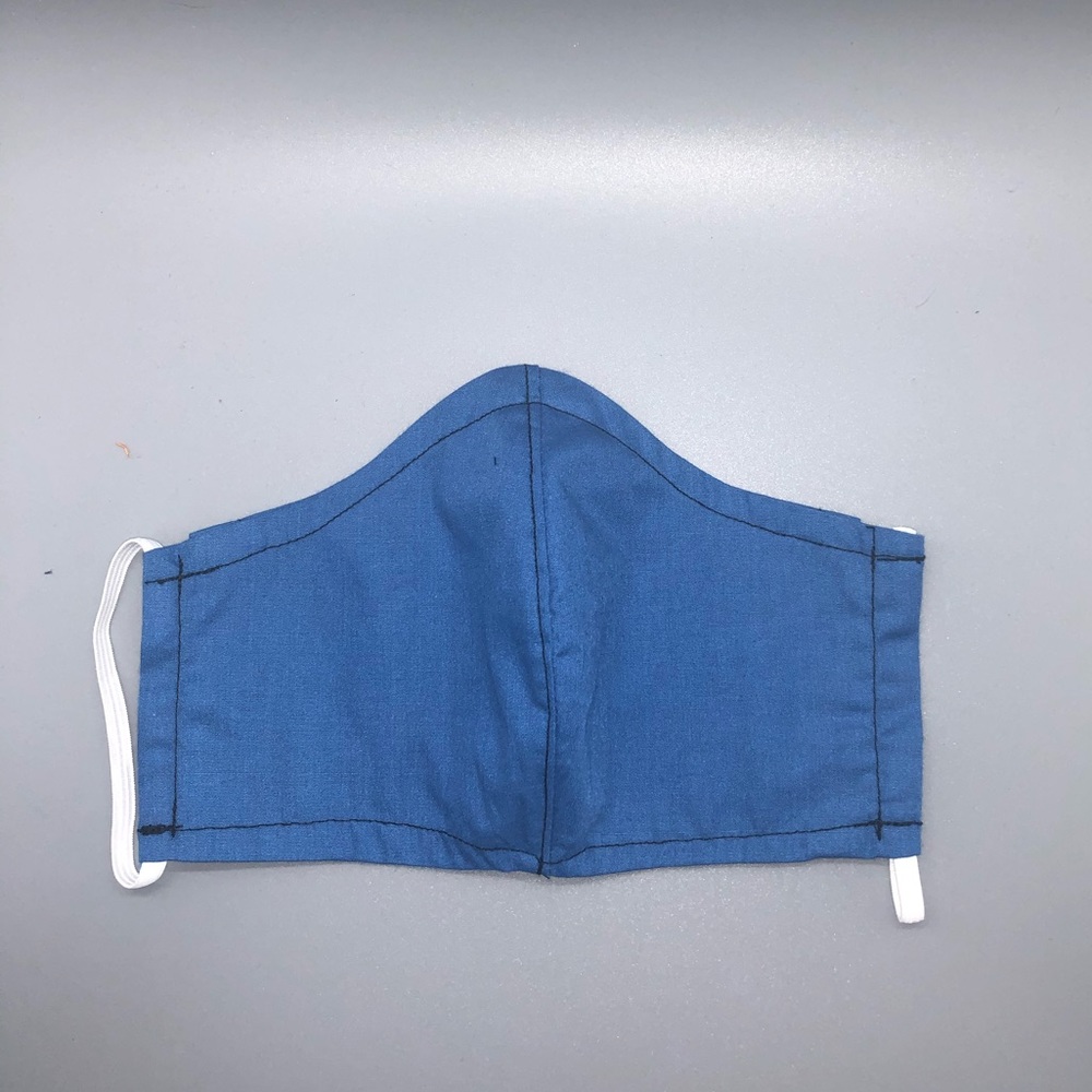 Solid blue fabric face mask
